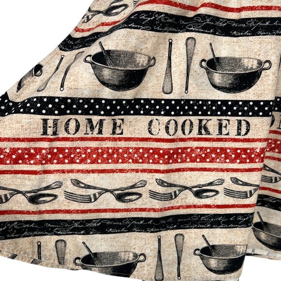 Retrolicious Home Cooked Print A-Line Skirt Beige Black Red Size Large - Picture 3 of 8